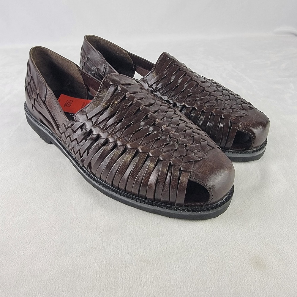 Deer Stags Antonio Mens 10 M Dark Brown Woven Huarache Slip On Sandals 23859